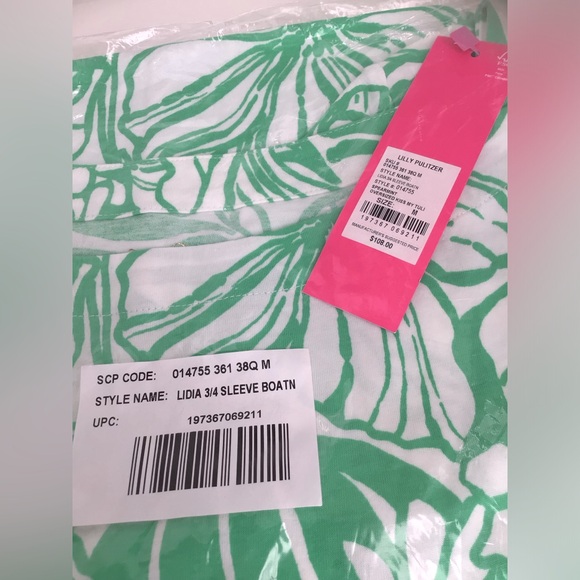 Lilly Pulitzer Dress Lidiya Boat Neck Spearmint Oversized Kiss My Tulips - Picture 6 of 12